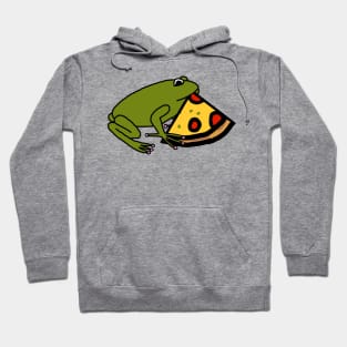 Cute Green Frog with Pizza Slice Hoodie